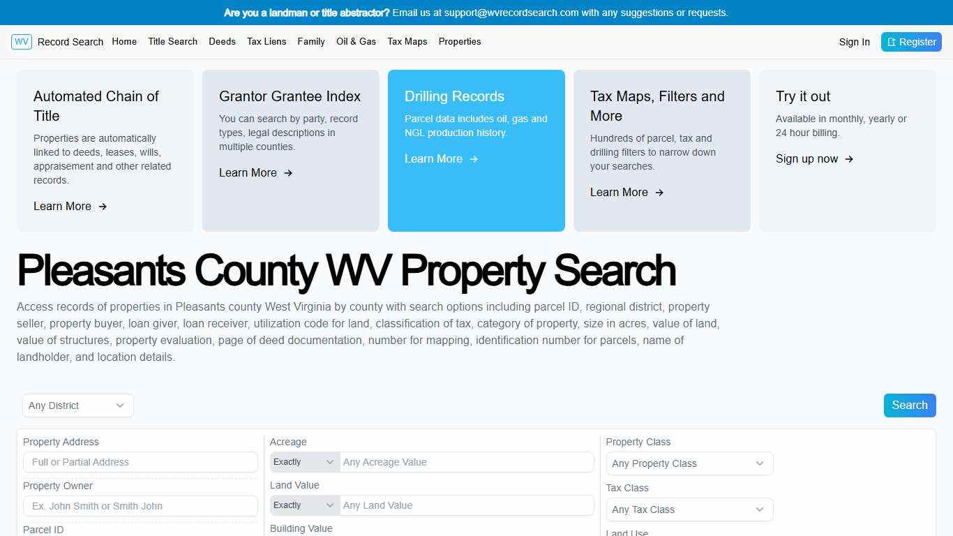 Pleasants County WV Property Search
